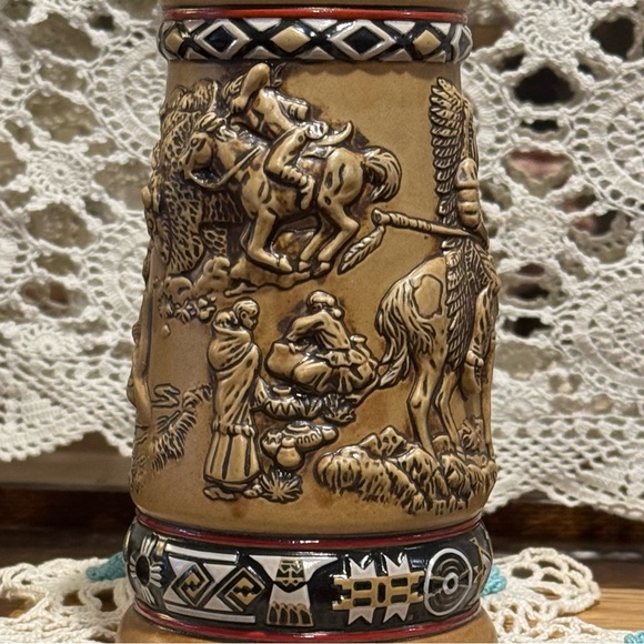 Intricately Designed Beer Stein with Native American Motif - Picture 3 of 15